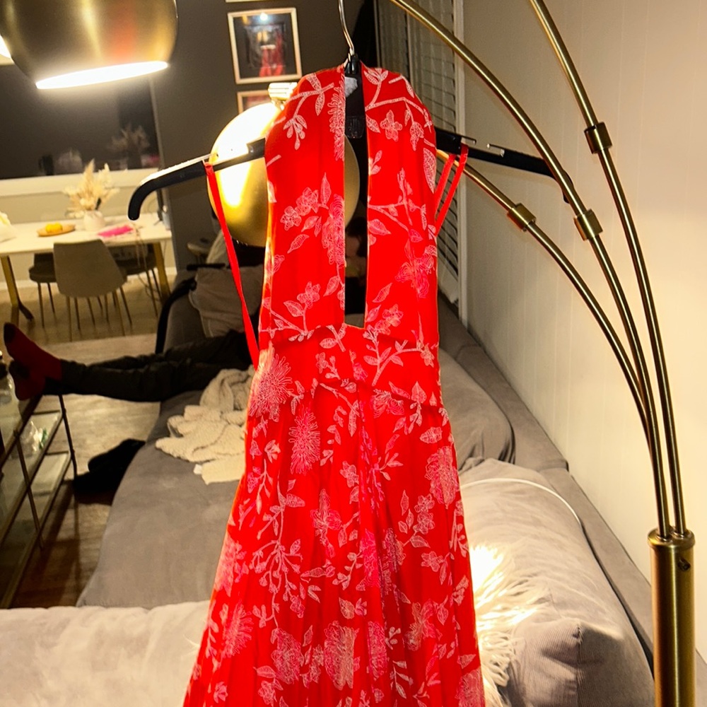 Red floral dress